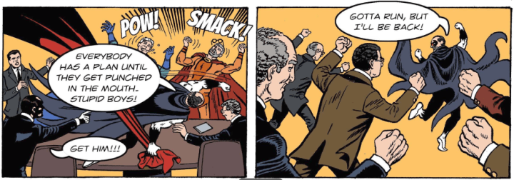 An image of Taleb in his webcomic punching someone in the mouth and calling them "stupid boys".